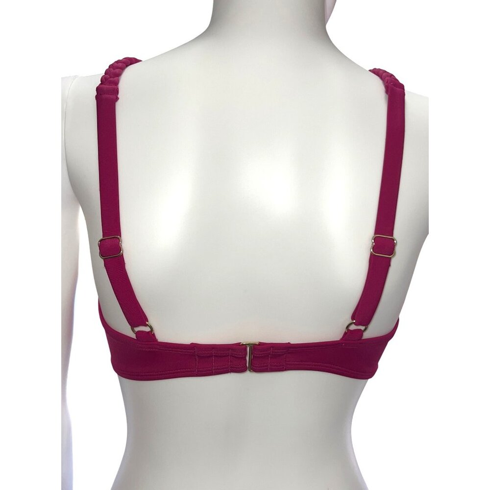 Shade & Shore Swim Top Womens 34B Purple Nylon Halter Braided Keyhole Design - Picture 3 of 9